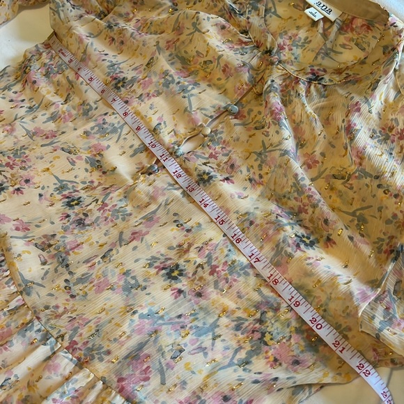 A.N.A New Apparel Size Large Long Sleeve Dress Slip Metallic Floral Buttons Pink - Picture 9 of 16